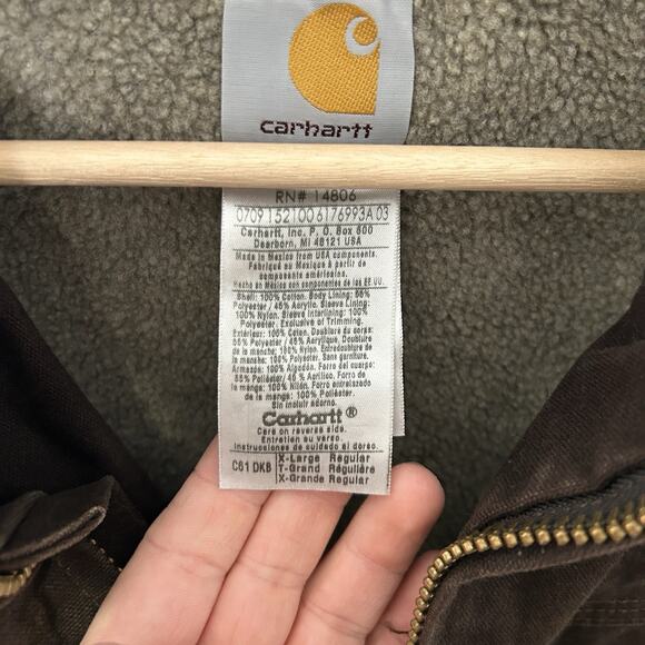 Vintage Carhartt Sherpa-Lined Ridge Jacket “Dark Brown” C61 - Picture 11 of 13